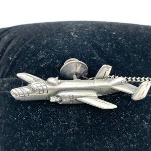 Vintage Tie Tac B-25 Mitchell Bomber WW2 Pewter Airplane